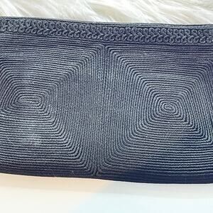Vintage Art Deco black corded clutch Evening bag